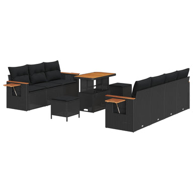 Tuinbankenset 13 st 9-Aantal zitplaatsen Zwart poly rattan