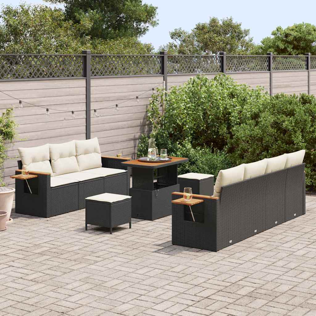 Tuinbankenset 13 st 9-Aantal zitplaatsen Zwart en Crème