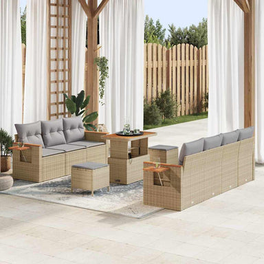 Tuinbankenset 13 st 9-Aantal zitplaatsen Beige en Licht Grijs