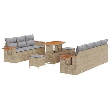 Tuinbankenset 13 st 9-Aantal zitplaatsen Beige en Licht Grijs