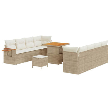Tuinbankenset 12 st 10-Aantal zitplaatsen Beige en Crème