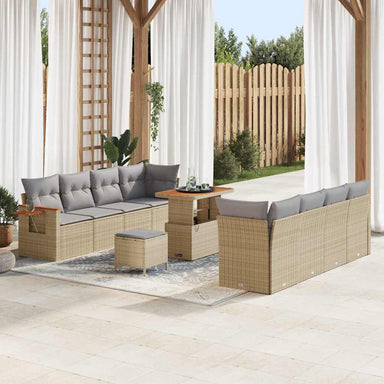 Tuinbankenset 12 st 10-Aantal zitplaatsen Beige en Licht Grijs