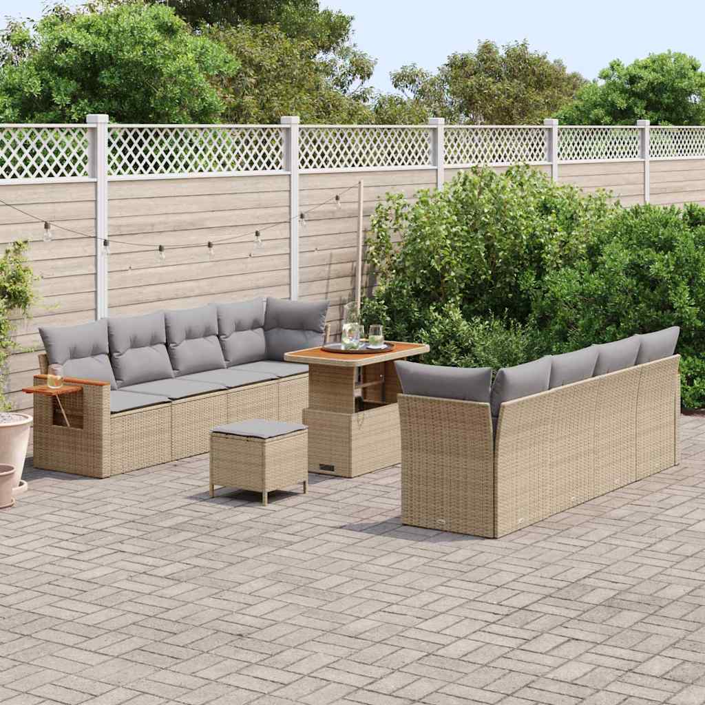 Tuinbankenset 12 st 10-Aantal zitplaatsen Beige en Licht Grijs