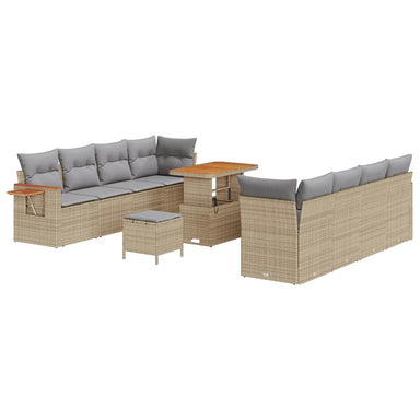 Tuinbankenset 12 st 10-Aantal zitplaatsen Beige en Licht Grijs