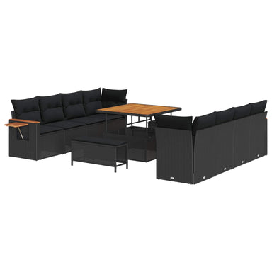 Tuinbankenset 12 st 12-Aantal zitplaatsen Zwart poly rattan