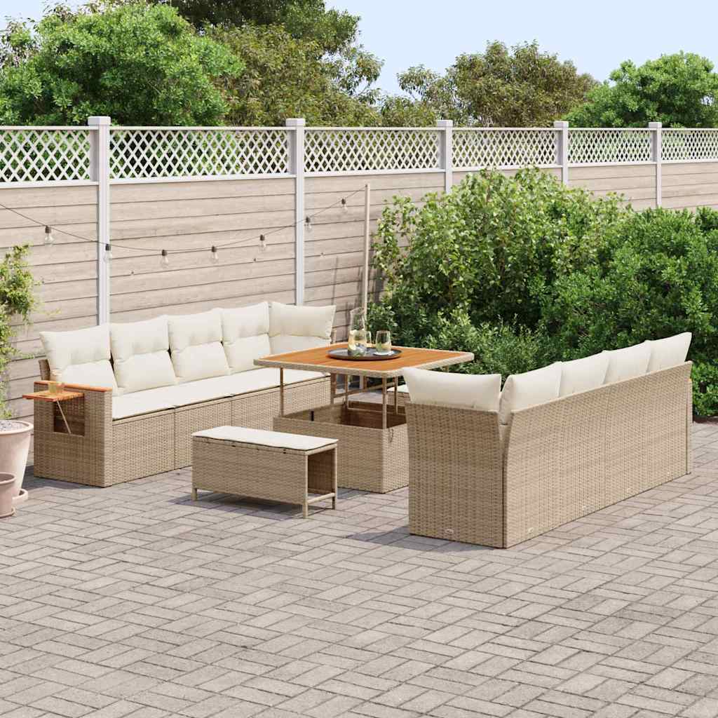 Tuinbankenset 12 st 12-Aantal zitplaatsen Beige en Crème