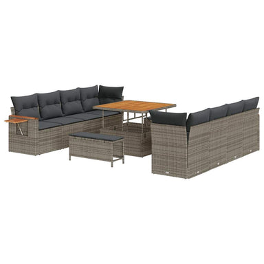 Tuinbankenset 12 st 12-Aantal zitplaatsen Grijs poly rattan