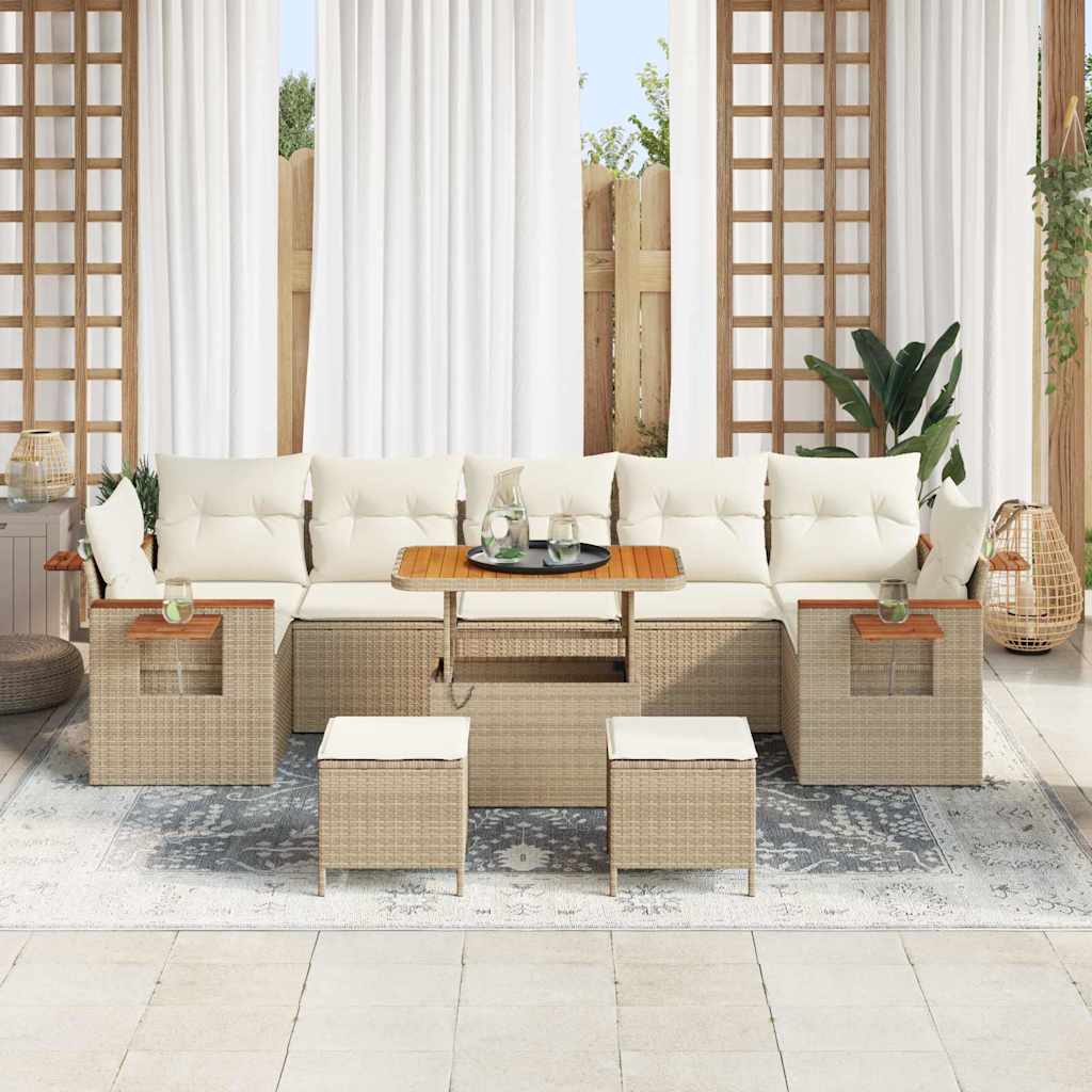 Tuinbankenset 13 st 9-Aantal zitplaatsen Beige en Crème