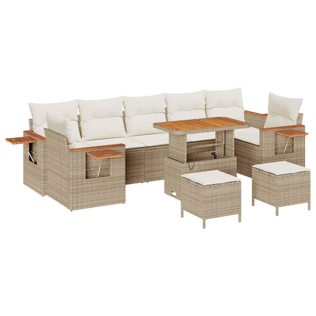 Tuinbankenset 13 st 9-Aantal zitplaatsen Beige en Crème