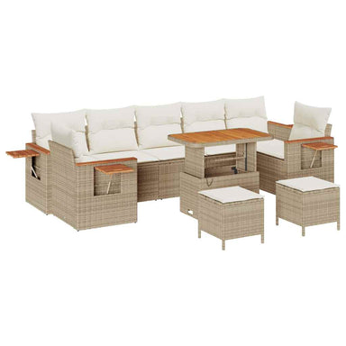 Tuinbankenset 13 st 9-Aantal zitplaatsen Beige en Crème