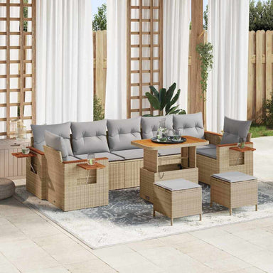 Tuinbankenset 13 st 9-Aantal zitplaatsen Beige en Licht Grijs