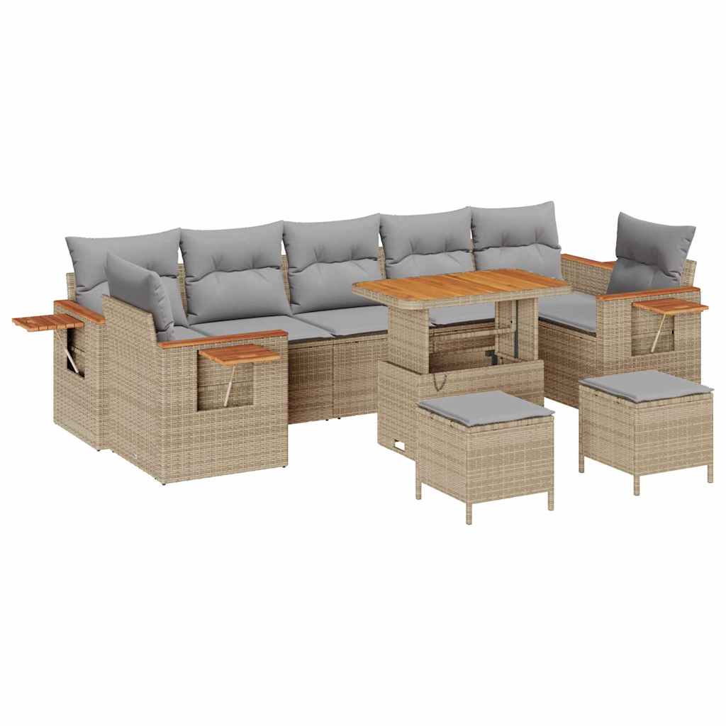 Tuinbankenset 13 st 9-Aantal zitplaatsen Beige en Licht Grijs