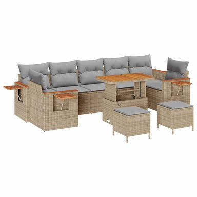 Tuinbankenset 13 st 9-Aantal zitplaatsen Beige en Licht Grijs