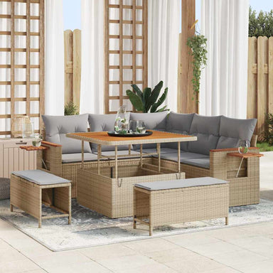 Tuinbankenset 9 st 8-Aantal zitplaatsen Beige en Licht Grijs