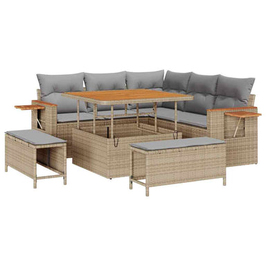 Tuinbankenset 9 st 8-Aantal zitplaatsen Beige en Licht Grijs