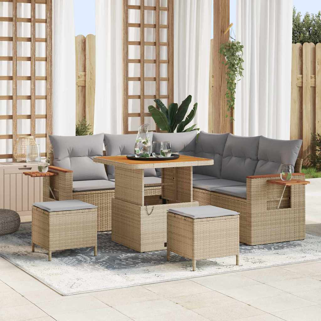 Tuinbankenset 9 st 8-Aantal zitplaatsen Beige en Licht Grijs