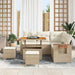 Tuinbankenset met kussen 9 pcs Beige en Crème poly rattan