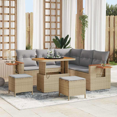 Tuinbankenset 9 st 8-Aantal zitplaatsen Beige en Licht Grijs