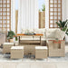 Tuinbankenset met kussen 10 pcs Beige en Crème poly rattan