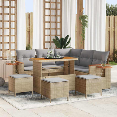 Tuinbankenset 10 st 9-Aantal zitplaatsen Beige en Licht Grijs