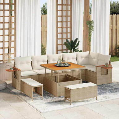 Tuinbankenset 11 st 9-Aantal zitplaatsen Beige en Crème