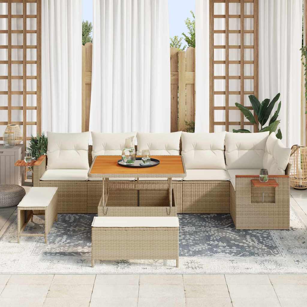 Tuinbankenset 11 st 9-Aantal zitplaatsen Beige en Crème