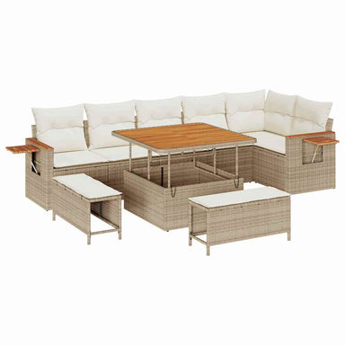 Tuinbankenset 11 st 9-Aantal zitplaatsen Beige en Crème