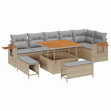 Tuinbankenset 11 st 9-Aantal zitplaatsen Beige en Licht Grijs