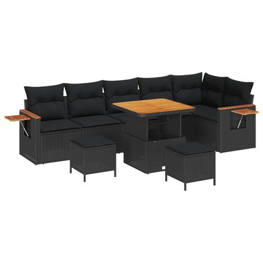 Tuinbankenset 11 st 9-Aantal zitplaatsen Zwart poly rattan