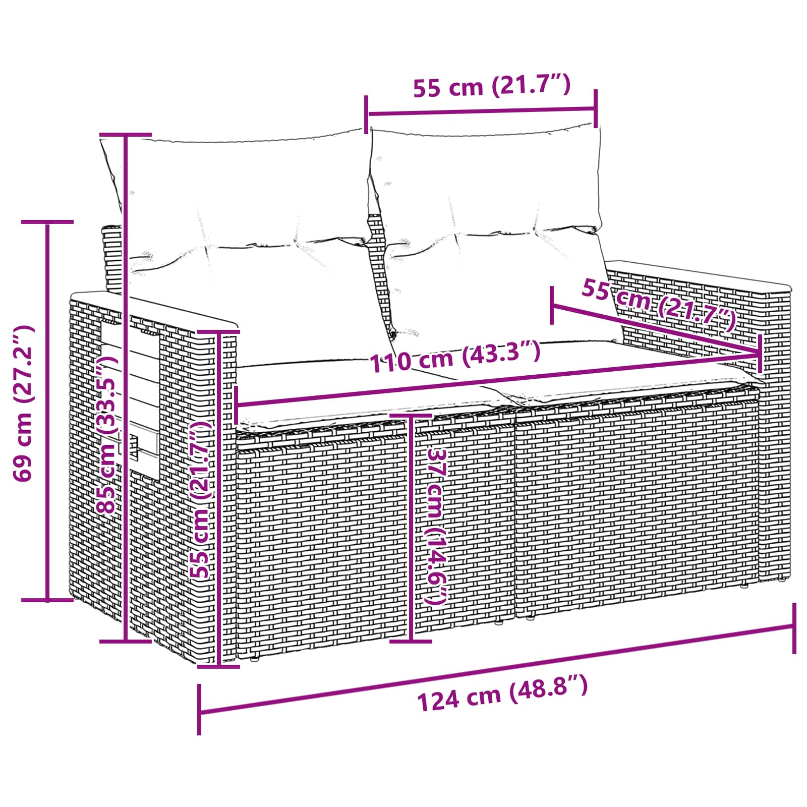 Tuinbankenset 11 st 9-Aantal zitplaatsen Zwart poly rattan