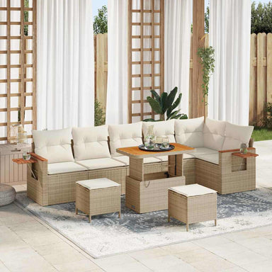 Tuinbankenset 11 st 9-Aantal zitplaatsen Beige en Crème