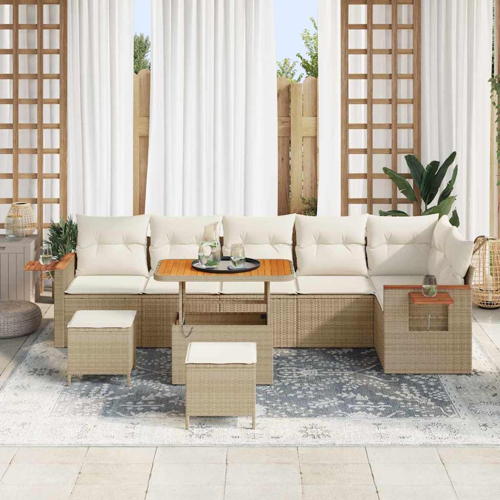 Tuinbankenset 11 st 9-Aantal zitplaatsen Beige en Crème