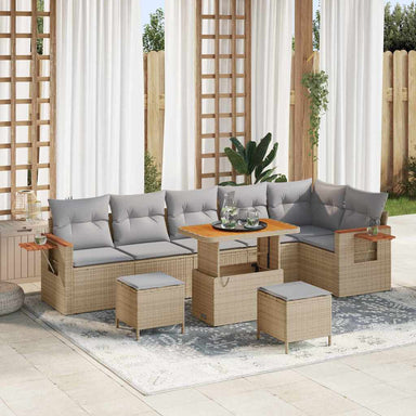 Tuinbankenset 11 st 9-Aantal zitplaatsen Beige en Licht Grijs