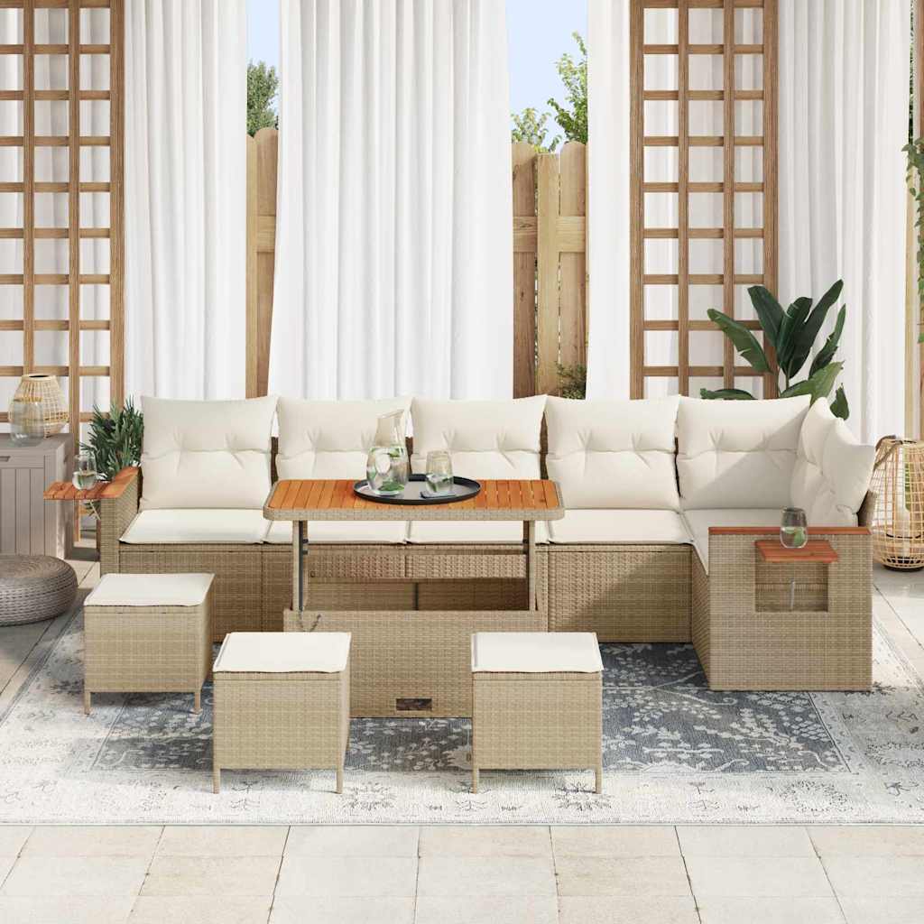 Tuinbankenset 12 st 8-Aantal zitplaatsen Beige en Crème