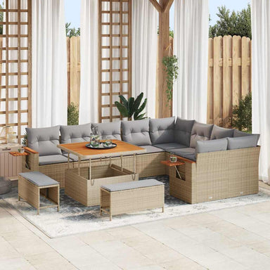 Tuinbankenset 13 st 11-Aantal zitplaatsen Beige en Licht Grijs