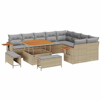 Tuinbankenset 13 st 11-Aantal zitplaatsen Beige en Licht Grijs