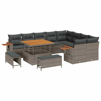 Tuinbankenset 13 st 11-Aantal zitplaatsen Grijs poly rattan
