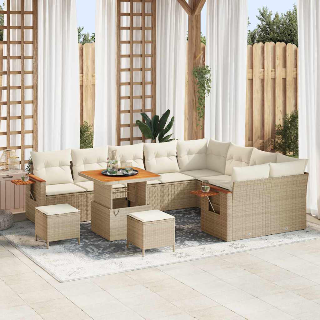 Tuinbankenset 13 st 9-Aantal zitplaatsen Beige en Crème