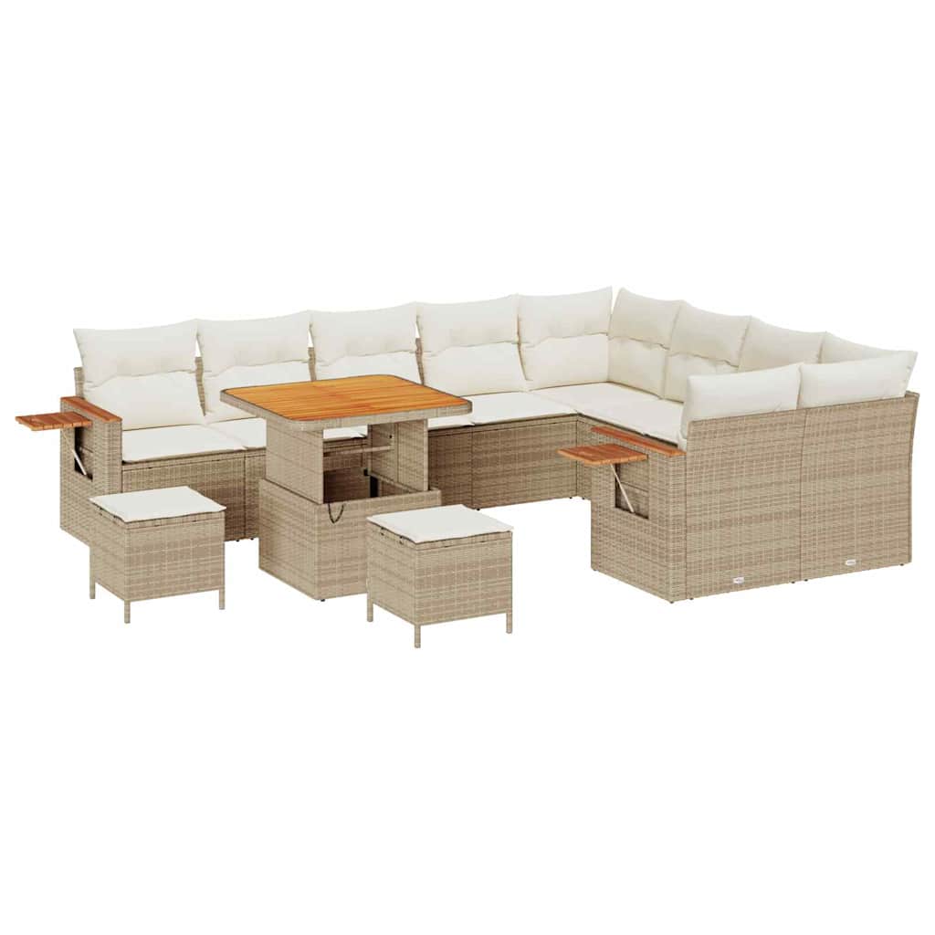 Tuinbankenset 13 st 9-Aantal zitplaatsen Beige en Crème