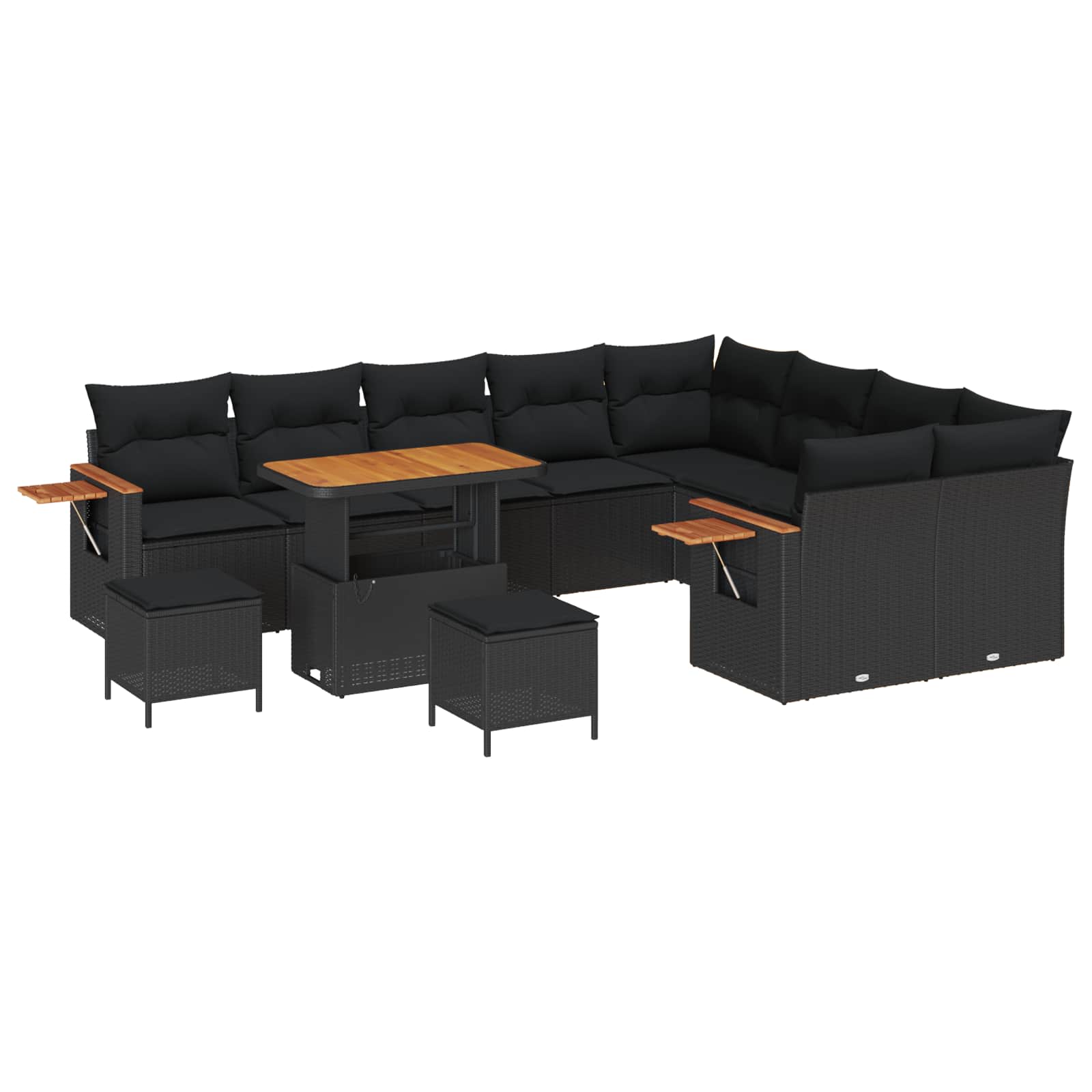 Tuinbankenset 13 st 9-Aantal zitplaatsen Zwart poly rattan