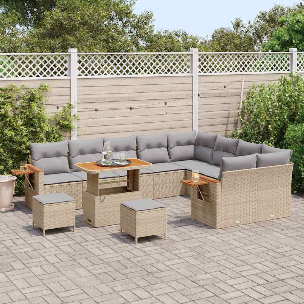 Tuinbankenset 13 st 9-Aantal zitplaatsen Beige en Licht Grijs