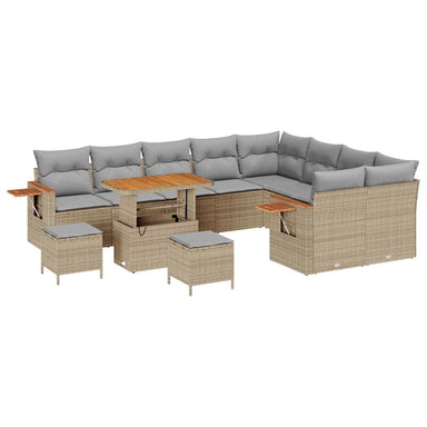 Tuinbankenset 13 st 9-Aantal zitplaatsen Beige en Licht Grijs