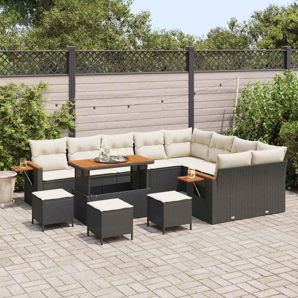 Tuinbankenset 14 st 10-Aantal zitplaatsen Zwart en Crème