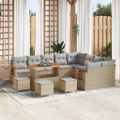 Tuinbankenset 14 st 10-Aantal zitplaatsen Beige en Licht Grijs