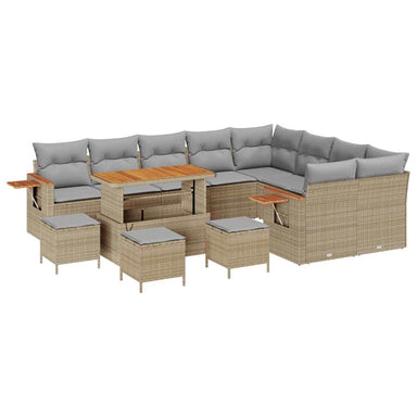 Tuinbankenset 14 st 10-Aantal zitplaatsen Beige en Licht Grijs