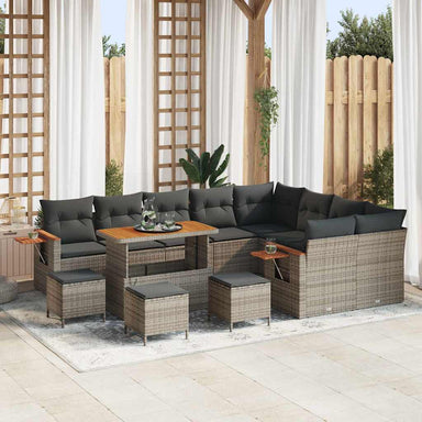 Tuinbankenset 14 st 10-Aantal zitplaatsen Grijs poly rattan