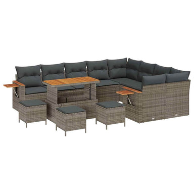 Tuinbankenset 14 st 10-Aantal zitplaatsen Grijs poly rattan