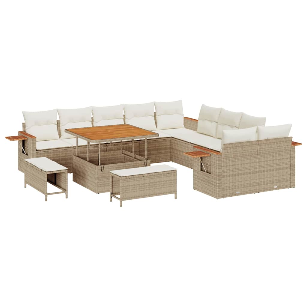 Tuinbankenset 17 st 12-Aantal zitplaatsen Beige en Crème