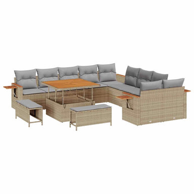 Tuinbankenset 17 st 12-Aantal zitplaatsen Beige en Licht Grijs