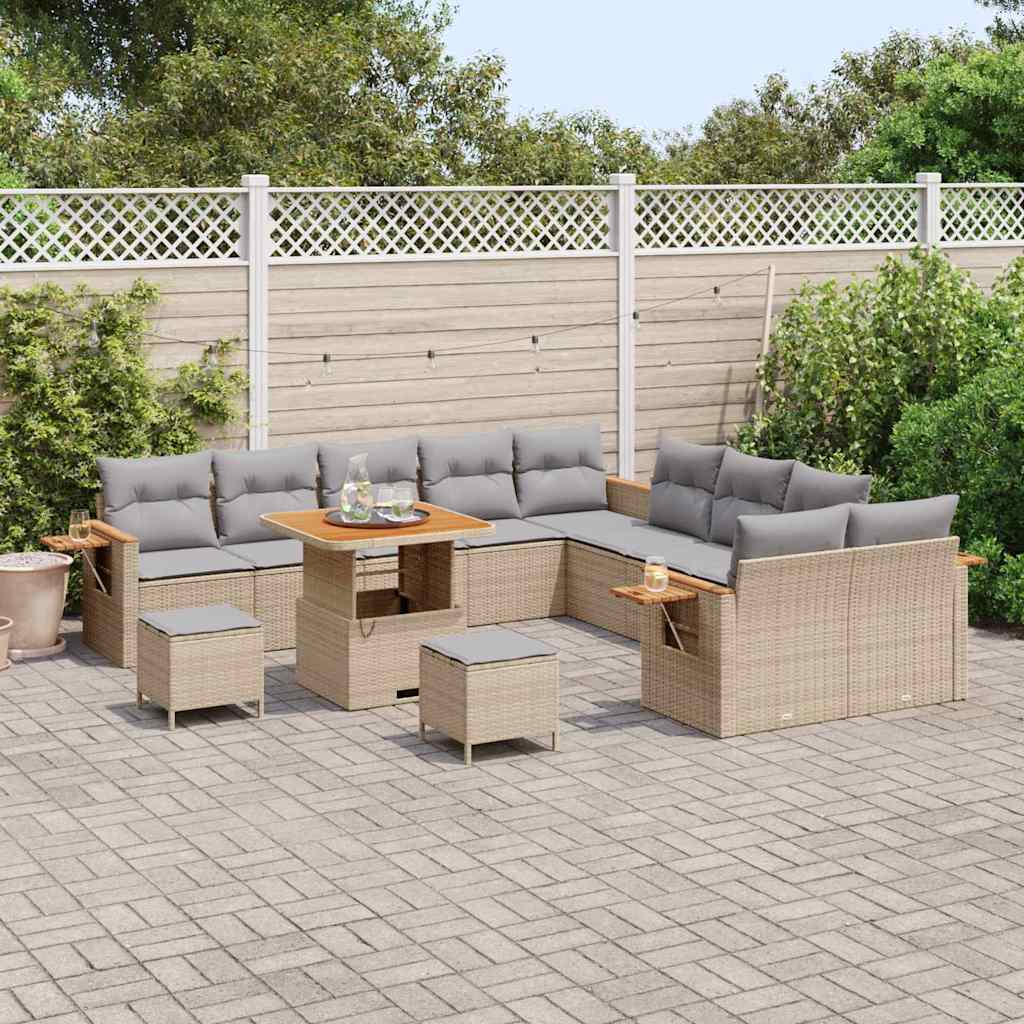 Tuinbankenset 17 st 10-Aantal zitplaatsen Beige en Licht Grijs